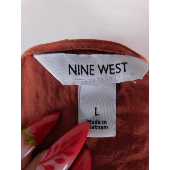 Nine West Camisole Top Womens Large Rust Satin Lace Trim Silky Adjustable Straps - Picture 10 of 12